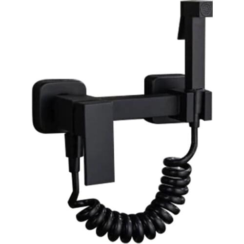 Tuqiu Hand Held Bidet Sprayer Black Douche Kit Toilet Shattaf Hot And Cold Brass Copper Mixer Valve Set Shower Head Faucet