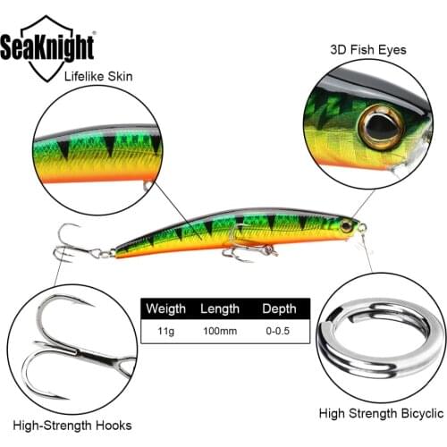SeaKnight SK025 Minnow 100mm 11g 0-0.5M Fishing Lure 1PCS Hard Bait Floating Minnow Plastic Lure Box Packing Freshwater Seawater