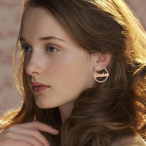 Custom Name Hoop Earrings Personalized Letters Numbers Stainless Steel Nameplate Earrings for Women Girl Birthday Jewelry Gifts