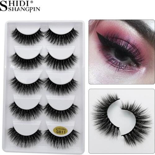 SHIDISHANGPIN 5 Pairs Eyelashes 3d Mink Lashes Natural Long 1 Box Mink eyelashes Fluffy 3d False Eyelashes Maquiagem Faux Cils