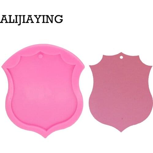 DY0069 DIY Shiny Police sign Shield shape silicone mold key chains Accessories Pendant Resin Clay Mold crafts tools for jewelry