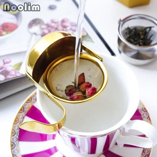European Stainless Steel Tea Strainer Reusable Afternoon Tea Infuser Tea Water Separation Tools Metal Filter Mesh with Base