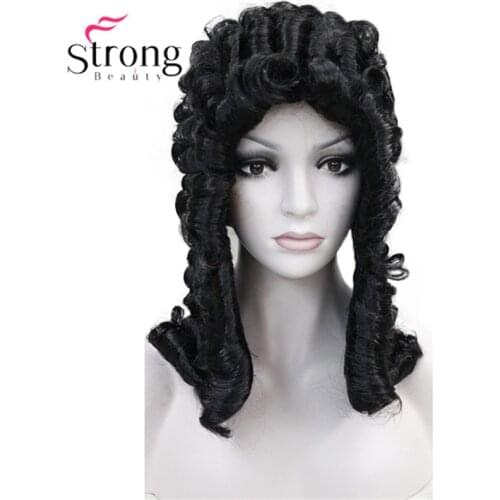 StrongBeauty Wig Judge Baroque Nobleman Curls Historical Black Blonde G curls historical Synthetic Wigs