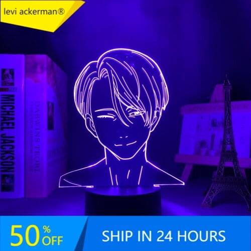 Yuri on Ice Victor Nikiforov Led Night Light for Bedroom Decor Nightlight Birthday Gift Anime 3d Lamp Victor Yuri on Ice