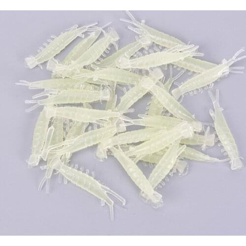 50Pcs 0.6g Glow Shrimps Soft Fishing Lure Artificial Baits Bass Carp Fishing Luminous Shrimps Soft Plastic Fishing Lures