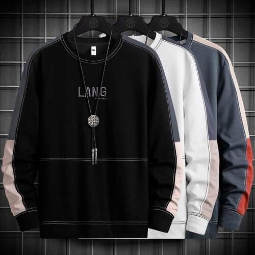 Elena Store Men Sweatshirts Side Stripe Men New Fashion Clothing Fashion Autumn Sweatshirts Long Sleeve Shirts Casual Men Wear