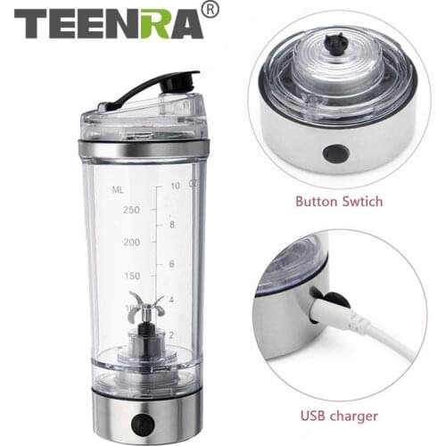 TEENRA 250ML Electric Protein Shake Stirrer USB Rechargeable Mixer Portable Milk Coffee Blender High Power Home Tools