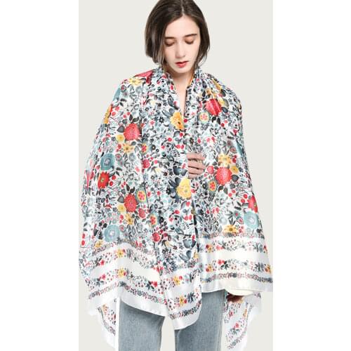 Summer New Women Silk Travel Scarf Fashion Floral Stylish Large Shawl Wrap [5022]