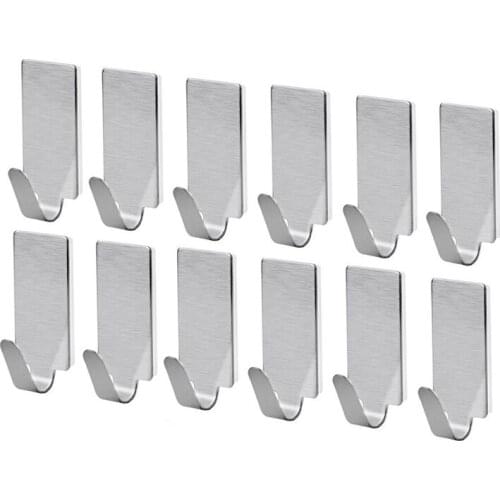 1/3/6pcs Adhesive Stainless Steel Towel Hooks Kitchen Cabinet Clothes Wall Hook Family Robe Hats Bag Key Organizer Holder