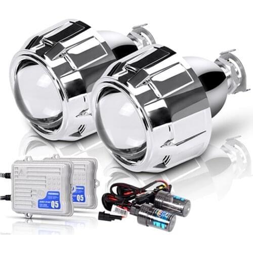 2.5 inch HID Xenon Bi Xenon Projector Lens Retrofit Car Styling HeadLight DIY Lamp for H1 Bulb with Silver Shrouds H4 H7 Socket