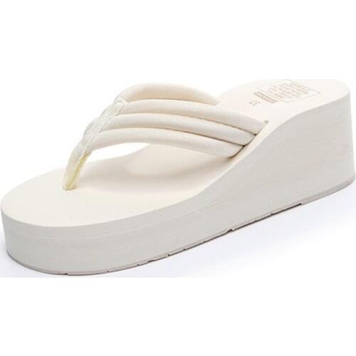 2021 summer new style flip flops womens super high-heeled slope with non-slip beach flip flops casual slippers women