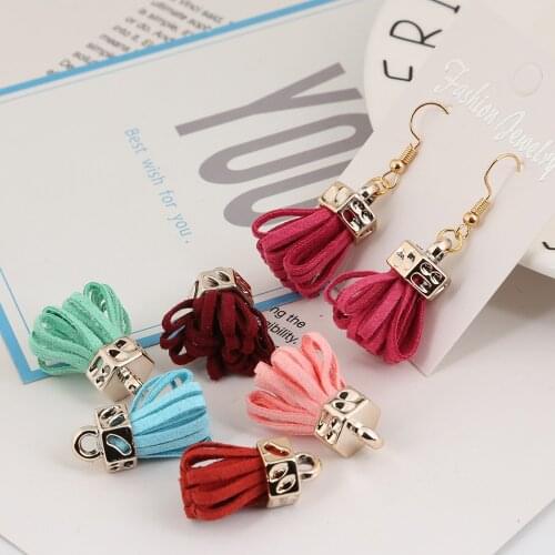 25mm Korean Velvet Circle Suede Faux Leather Small Tassel Charm Pendant For Creative DIY For Jewelry Craft Findings Making