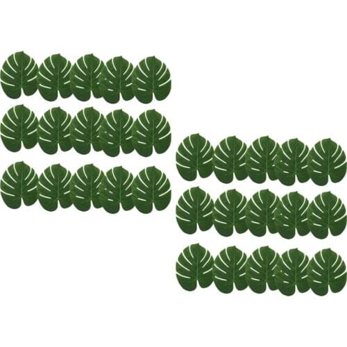 30 Artificial Palm Leaves for Party Decor,Fake Tropical Leaf Table Runners or Greenery Decor,Beach Theme or Jungle Party
