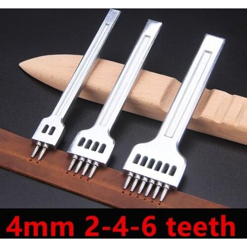 4mm 2/4/6 Prong Leather Leather Punch Tool DIY Row Circular Cut Hole Stitched Hole Spacing Handmade Tool