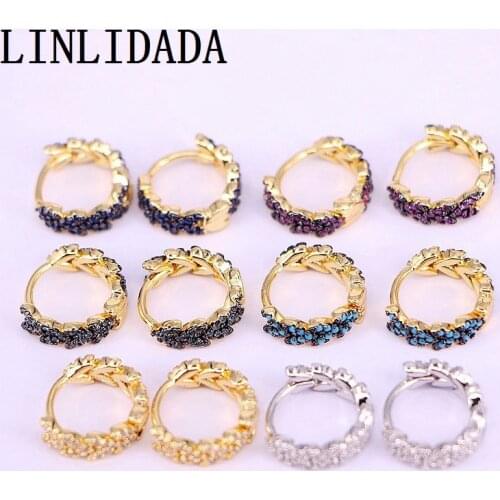 5Pair Gold filled New trendy Hoop Earrings women colorful design micro pave cz round charming earring jewelry