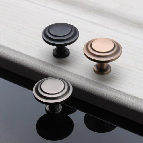 5Pcs 3 Colors Zinc Alloy Round Cabinet Knobs Drawer Pull Door Handle Kitchen Cupboard Wardrobe Stainless Steel Vintage Simple