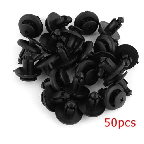 50 Pcs 8mm Universal Automobile Bumpers Hole Plastic Push Screw Rivet Panel Fixings Clips Black 13905 For For Renault