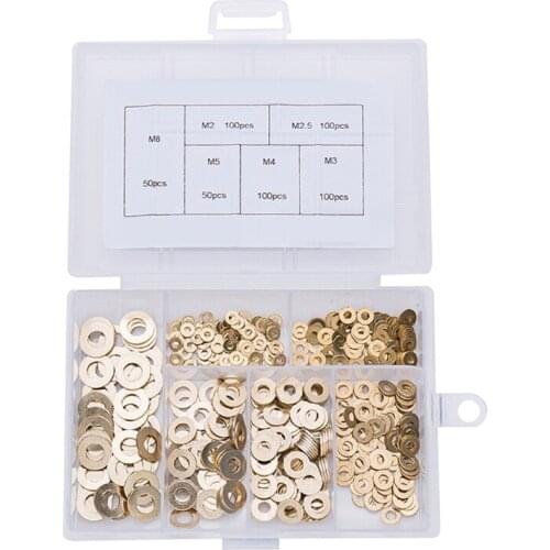 500Pcs/set M2 M2.5 M3 M4 M5 M6 M8 Meson Pad Sheet Metal Collar Brass Flat Plain Washer Flat Gasket Kit