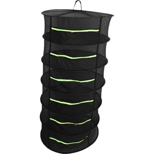 6 Layers Hanging Basket with Zipper Folding Dry Rack Herb Drying Net Dryer Bag Mesh for Herbs Flowers Buds Plants