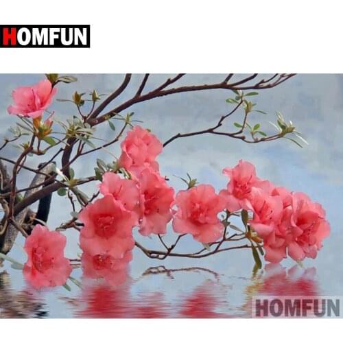 HOMFUN 5D DIY Diamond Painting Full Square/Round Drill "Red flower" Embroidery Cross Stitch gift Home Decor Gift A08261