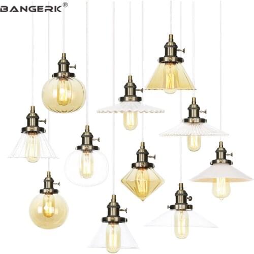 American Adjust Pendant Light LED Edison Iron Switch Glass Vintage Hanging Lamp Loft Decor Dining Room Home Lighting Luminaire