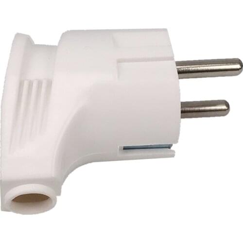 White 90 degree elbow connector 250v 10a 16a EU Russia Korea Germany Thailand power cord wired cable plug