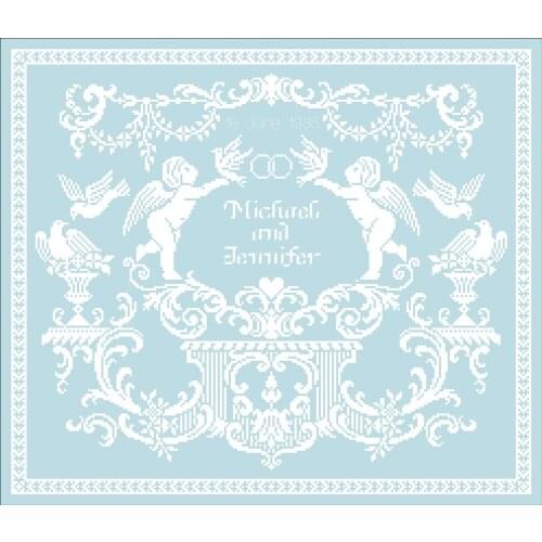 White wedding angel cross stitch package single color cartoon 18ct 14ct 11ct blue cloth kit embroider DIY handmade needlework