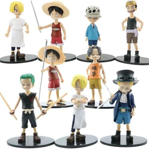 One Piece Figure 4/5 Childhood Luffy Ace Sauron Sanji Saab Model Car Decoration Hand-Made Model Collection Toys