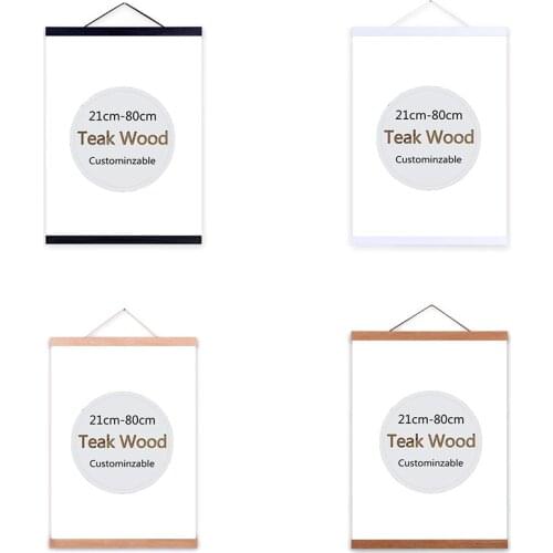Wooden Poster Hanger Photo Magnetic Frame Four colors DIY Picture Canvas Print Hanging Wall Art Home Decor 21-80cm A4 A3 Custom