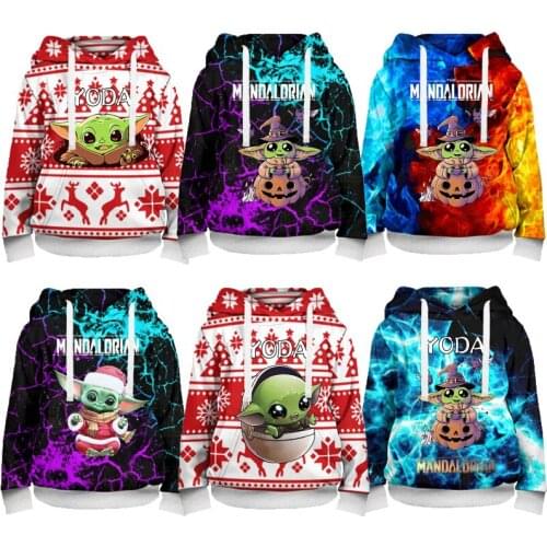 Disney Yoda Baby Outfit for 4-14T Teen Boys Girls Cloth Hot Movie Baby Yoda Sweatshirts Hip Hop Streetwer Harajuku Sweatshirt