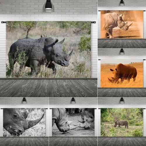 Wild African Savannah Rhino Picture Close-up Photo Canvas Painting Wall Art Picture for Living Room Office Decor Home Decoration