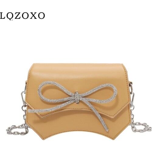 Diamonds Beaded Design Mini PU Leather Crossbody Bags for Women 2021 Summer Luxury Fashion Chain Shoulder Handbags and Purses