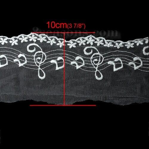 DoreenBeads Cotton Lace Trim White Musical Note Pattern DIY Your Own Style For Women Wedding Dress Decoration About 0.9m,1PC