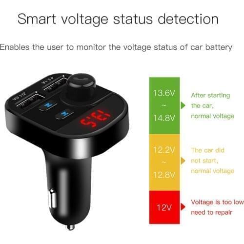 Car Bluetooth 5.0 FM Transmitter Wireless Handsfree Audio Receiver Auto MP3 Player 2.1A Dual USB Fast Charger Car Accessories
