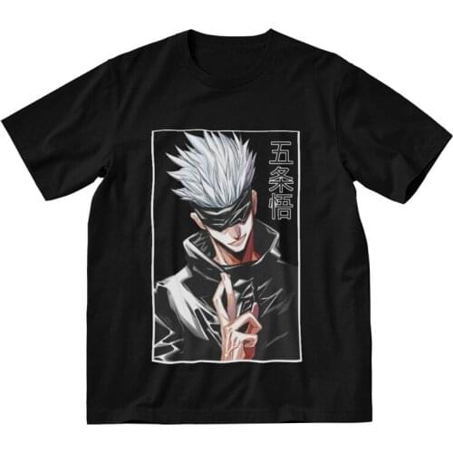 Satoru Gojo Tshirt Men Unique Tee Tops Cotton T Shirt Short Sleeve Anime Manga Harajuku Jujutsu Kaisen T-shirts Gift Clothes