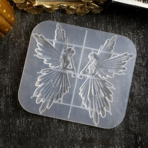 Crystal Epoxy Resin Mold Girl with Flute Angel Mirror Shiny Silicone Mould DIY Crafts Decorations Ornaments Casting Tools