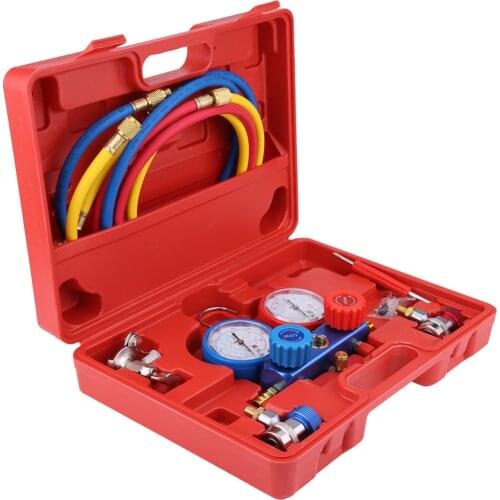 Oversea R134a Air Conditioner Conditioning Tools A/C Diagnostic Manifold Gauge Set with 5ft Charging Hose Tool