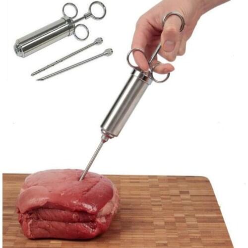 Seasoning Injector With Two Needles Turkey Meat Marinade Injector Stainless Steel Baking Barbecue Tools