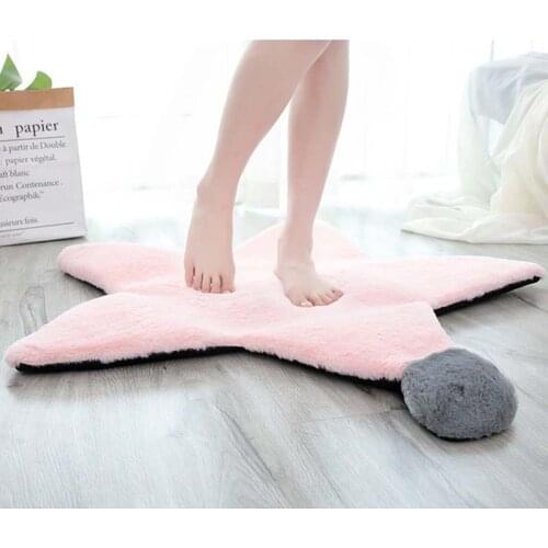 Faux Rabbit Fur Star Heart Bedroom Mat Non Slip Shaggy Area Rug Home Decorative Fluffy Washable Floor Carpet Rugs