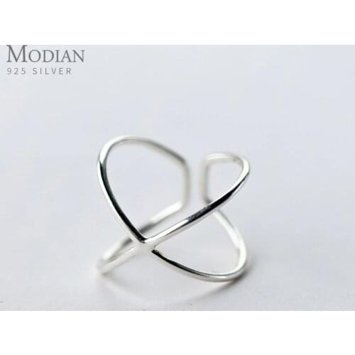 Modian Simple Double Layer Line Ring for Women Fashion 925 Sterling Silver Glossy Geometric Free Size Ring Fine Jewelry Bijoux