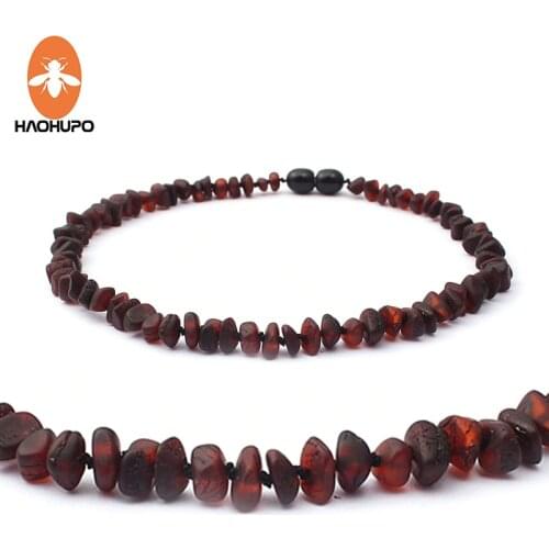 HAOHUPO natural amber necklace raw for Baby Gifts Teething Baltic Amber Pain Relief Original necklace men