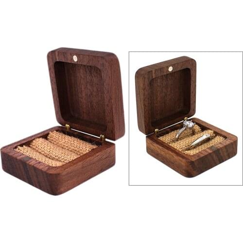 Rings Box – Handmade Wood Rings Box for Wedding Day Rings Boxes Small for