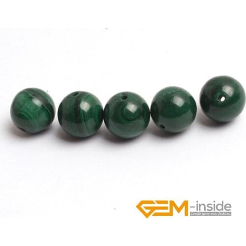 Natural Green Malachite Stone Round Loose Spacer Accessorries Beads For Jewelry Making 5 Piece to sale Free Shipping
