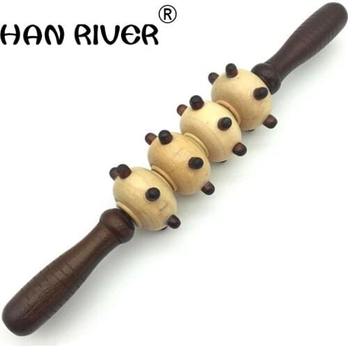 Meridian rods full-body massage stick wheel pounded his waist back massage neck leg wooden Full-body massage stick