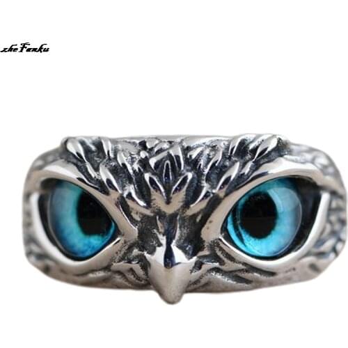 Cute Owl Punk Rings for Men Creative Design Adjustable Open Ring Couple Gifts Vintage Jewelry Party Accessories