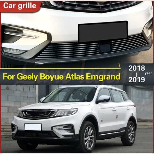 Fit for Geely Boyue Atlas Emgrand 2018 2019 Stainless Steel Car Front Grill Bumper Strip racing grill Grill cover Body kit