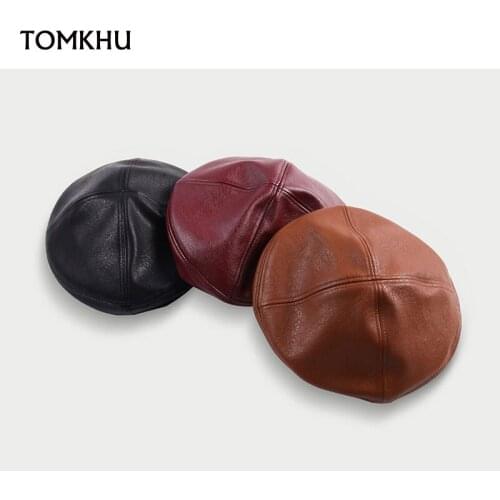 2020 New Brand Quality PU Leather Beret Hat Four Panels Fashion Women Fall Winter Cap Female French Peaky Blinders Berets Boina