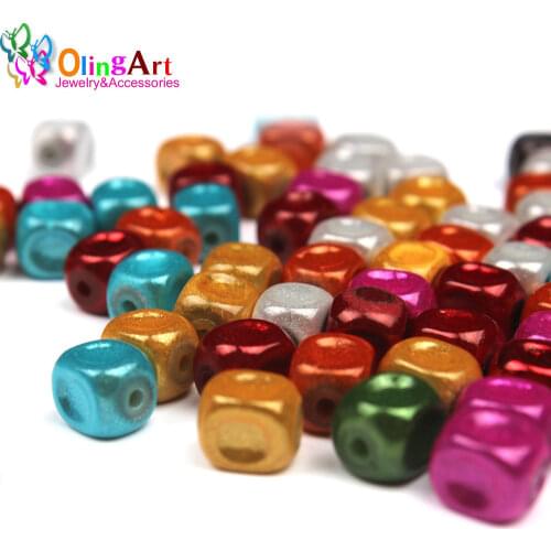 OlingArt 8mm 100pcs Mixed Color 3D Illusion Miracle beads Acrylic Spacer bubblegum Fantasy Style DIY necklace jewelry making