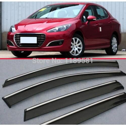 Plastic Exterior Visor Vent Shades Window Sun Rain Guard Deflector For Peugeot 308 2011-2014