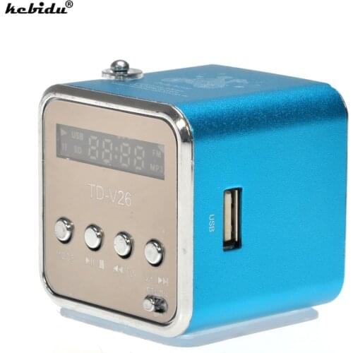 Kebidu Portable speaker TD-V26 Mini Portable Aluminum USB Speaker Sound Stereo FM Radio Support TF/SD Card High quality